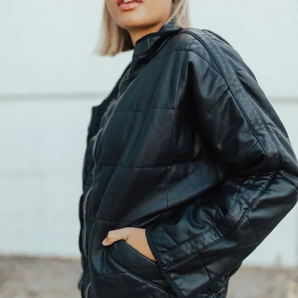 Free People Dolman Quilted Vegan Leather Jacket - Picture 9 of 9